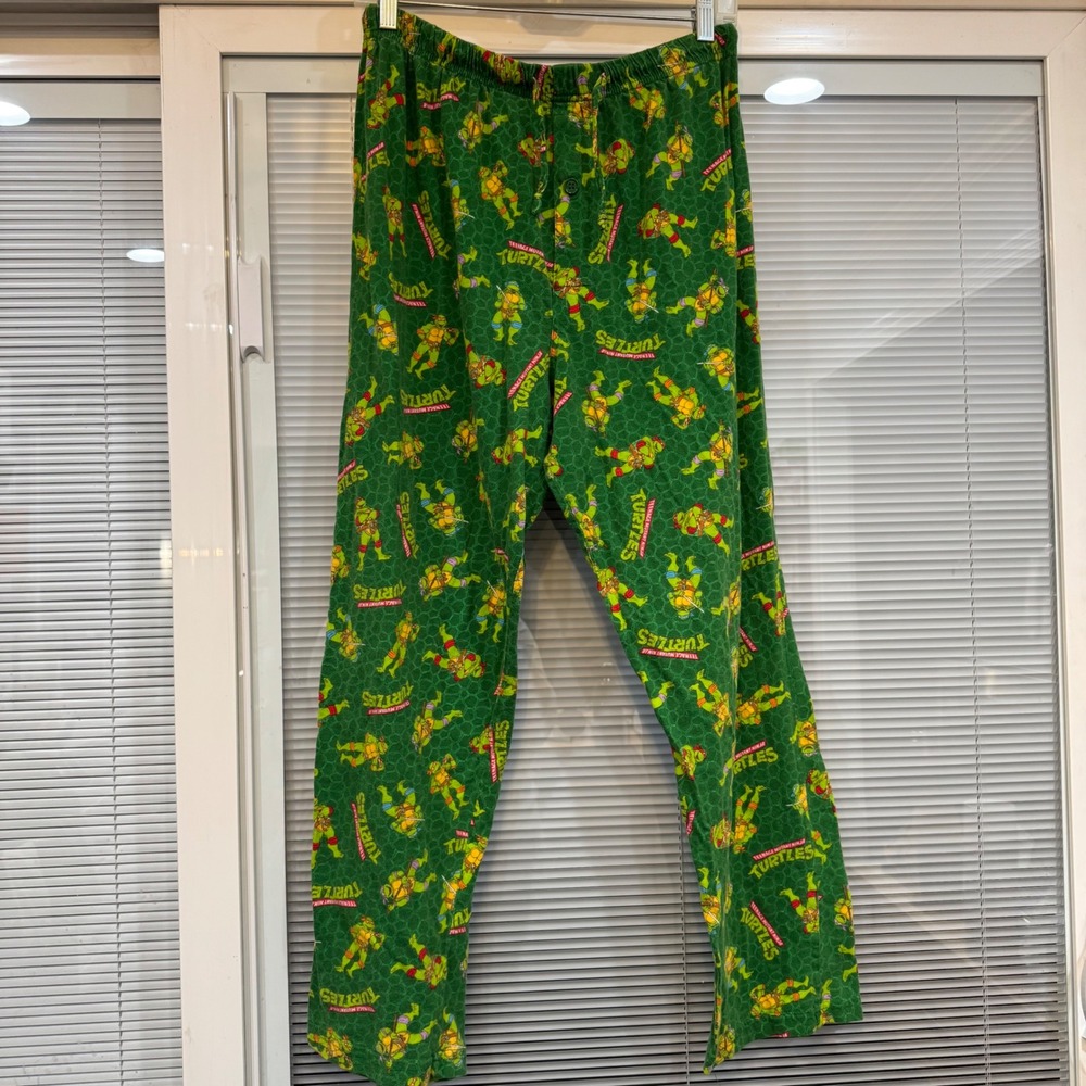 TMNT Teenage Mutant‎ Ninja Turtles Pajama Pants Mens Medium Green Cotton Lounge